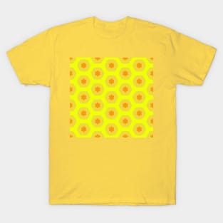 Retro classic 1960s, yellow and orange flower pattern T-Shirt